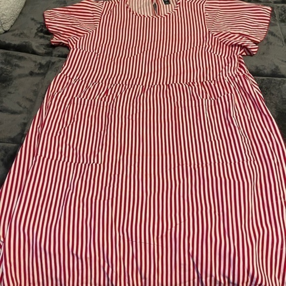Red and White Striped Dress